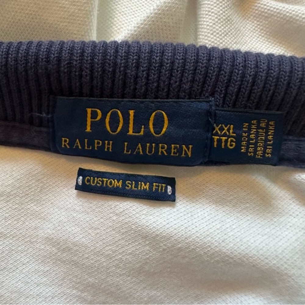 Polo Ralph‎ Lauren White Big Pony Crest Polo Shirt XXL Custom Slim Fit - Picture 9 of 11